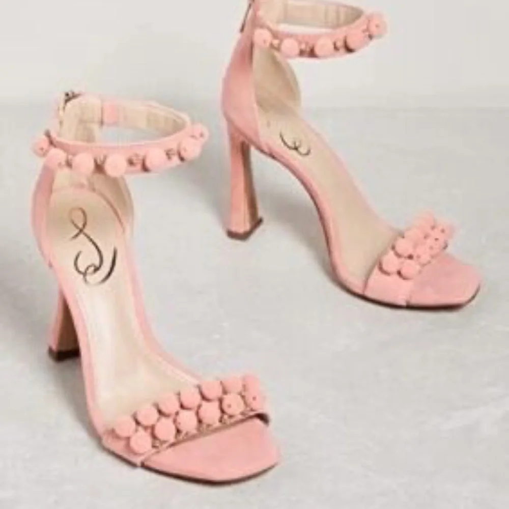 Sam Edelman Luella Canyon Clay Squared Toe Ankle Strap Spool Heeled Sandals - Picture 9 of 10